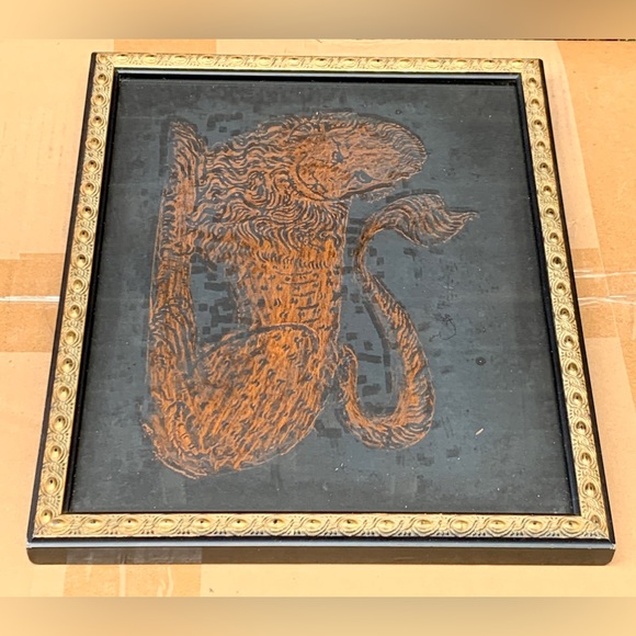 1987 Vintage Handmade Salisbury Cathedral Framed 12” x 10” Lion Brass Rubbing - Picture 4 of 16